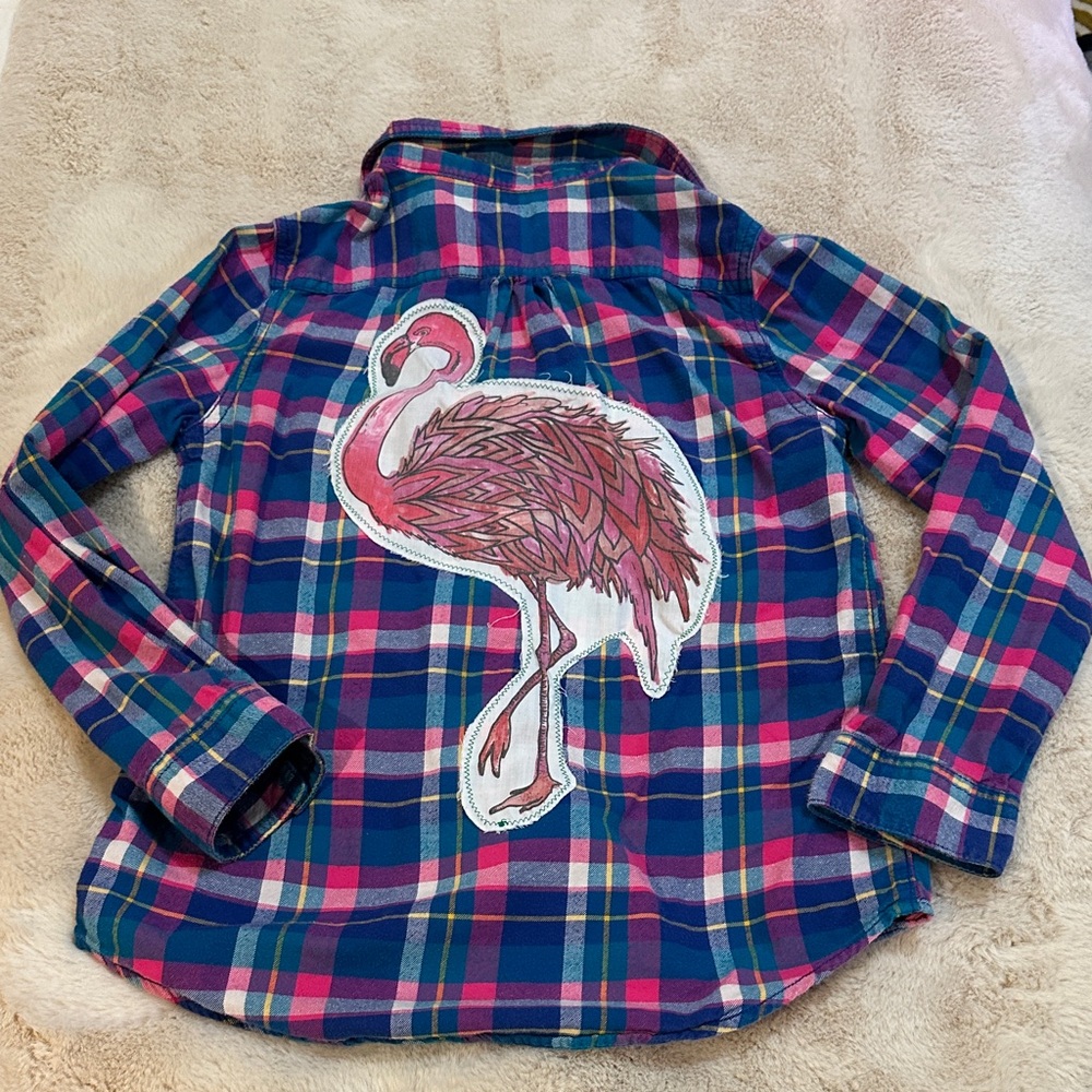 Upcycled FIN FIRST Plaid Kids Shirt - Blue and Pink, so cute!
